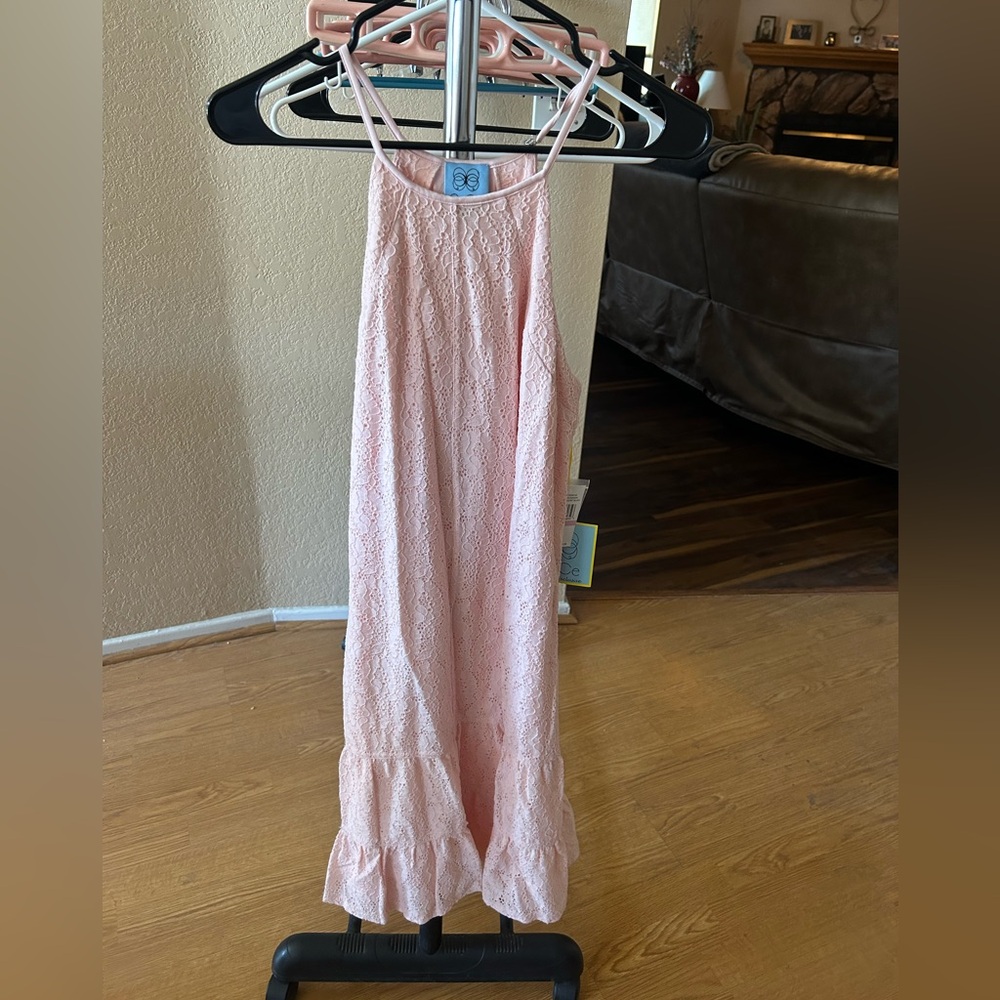 NWT CeCe Dillard’s exclusive Pink Eyelet Sleeveless Dress with Ruffle Hem